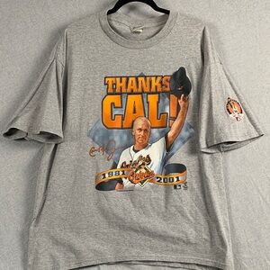 LEE SPORT | XL UNISEX VTG BALTIMORE SS FAN SHIRT | GREY ORANGE THANKS CAL RIPKEN